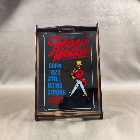 Plateau de Service Miroir Whisky Johnnie Walker Made in France Vintage 1970
