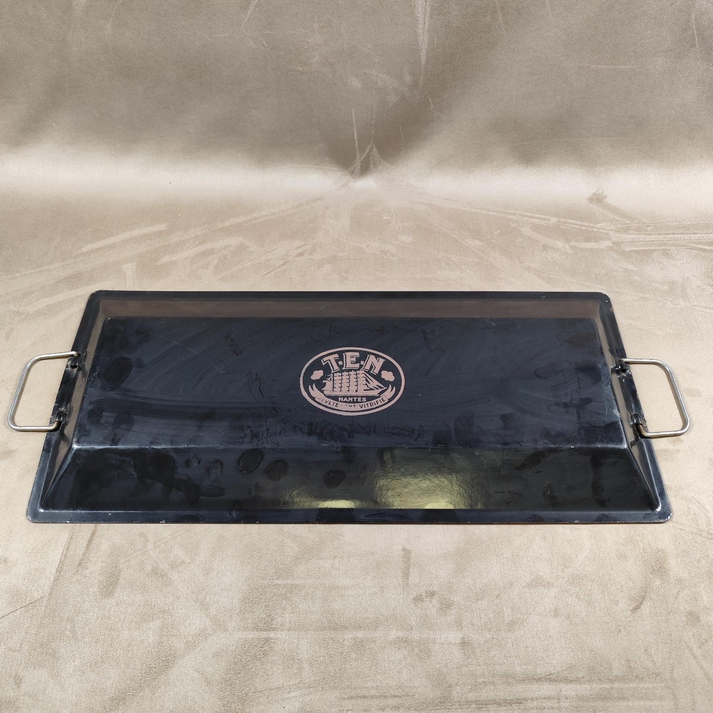 Plateau de Service Tôlerie Émaillerie Nantaise en métal Made in France Vintage 1970