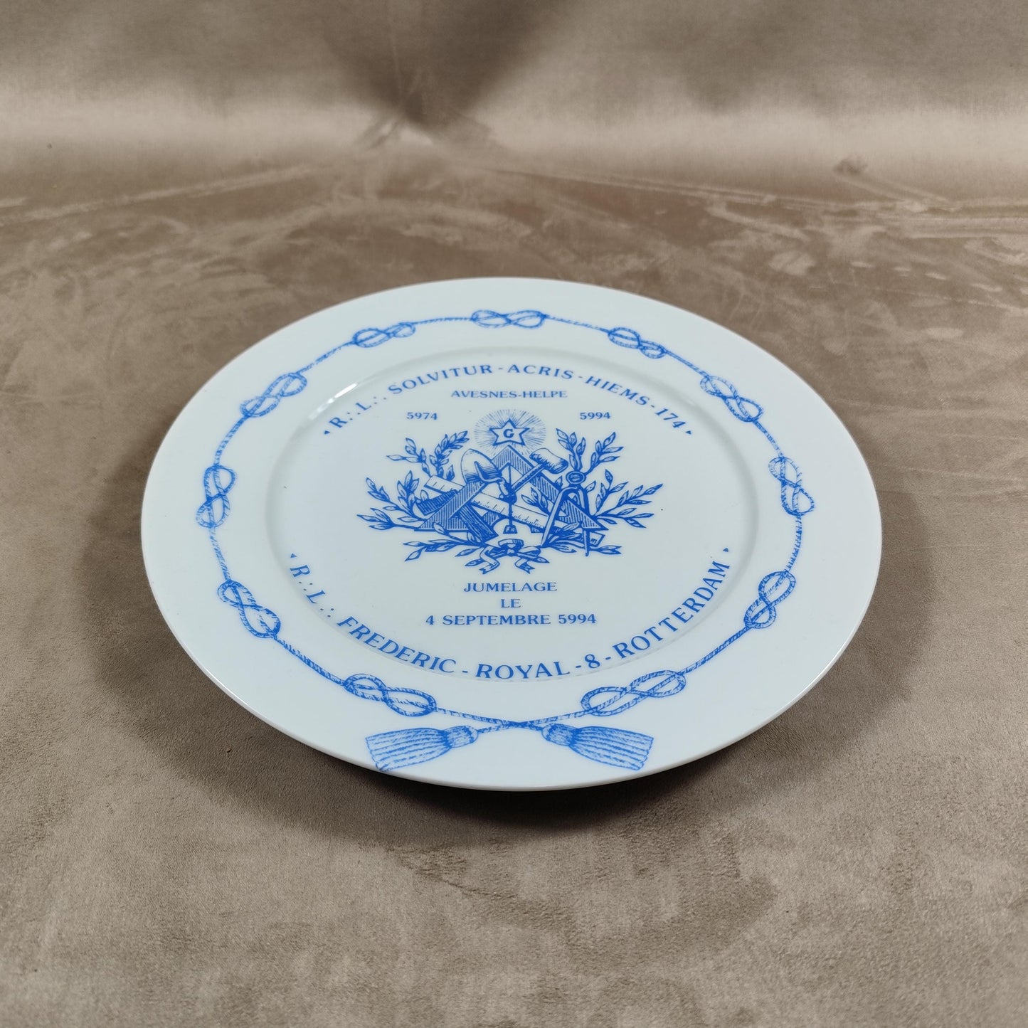 Assiette ancienne Maçonnique Jumelage Made in France Vintage 1994