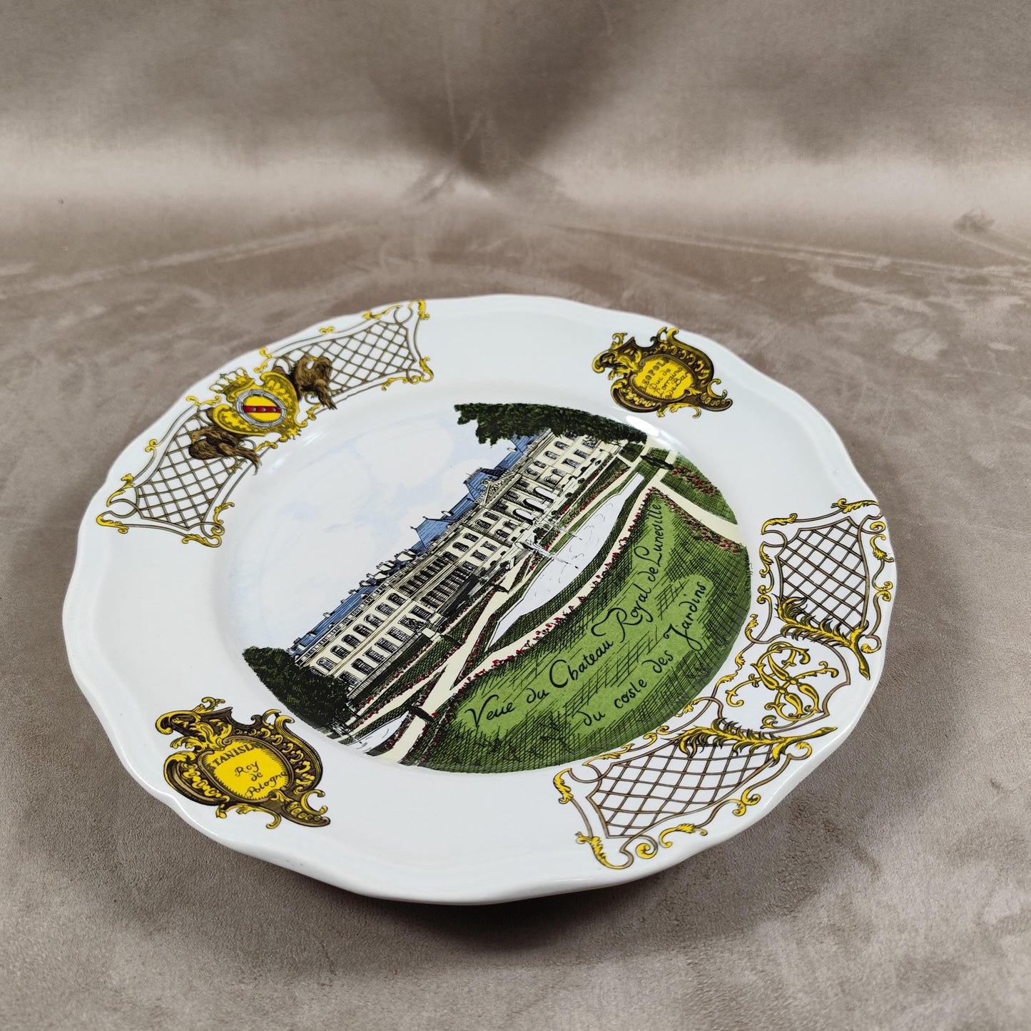 Assiette ancienne vue du Chateau de Luneville par Keller et Guerin Made in France Vintage 1980