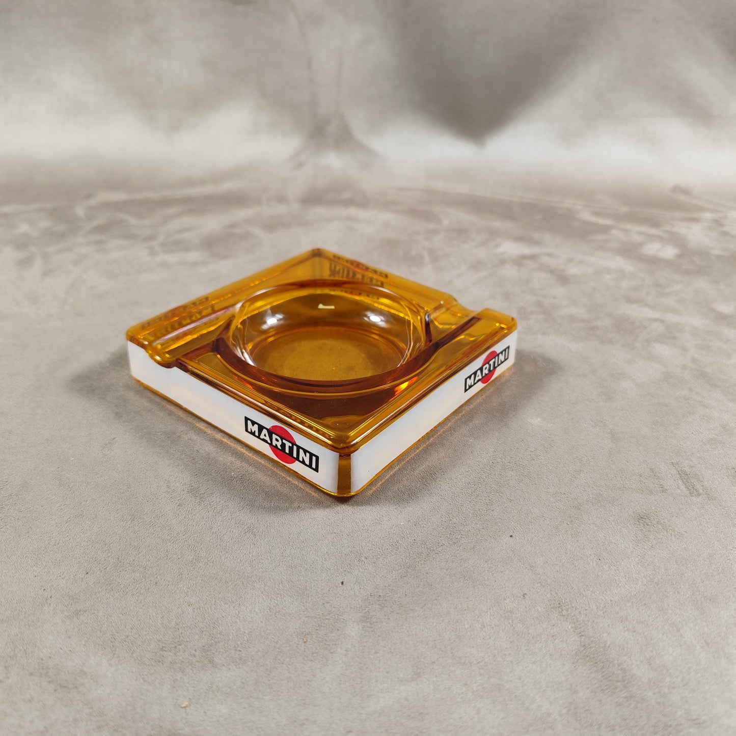 Cendrier Martini en verre ambre Made in Italy Vintage 1980