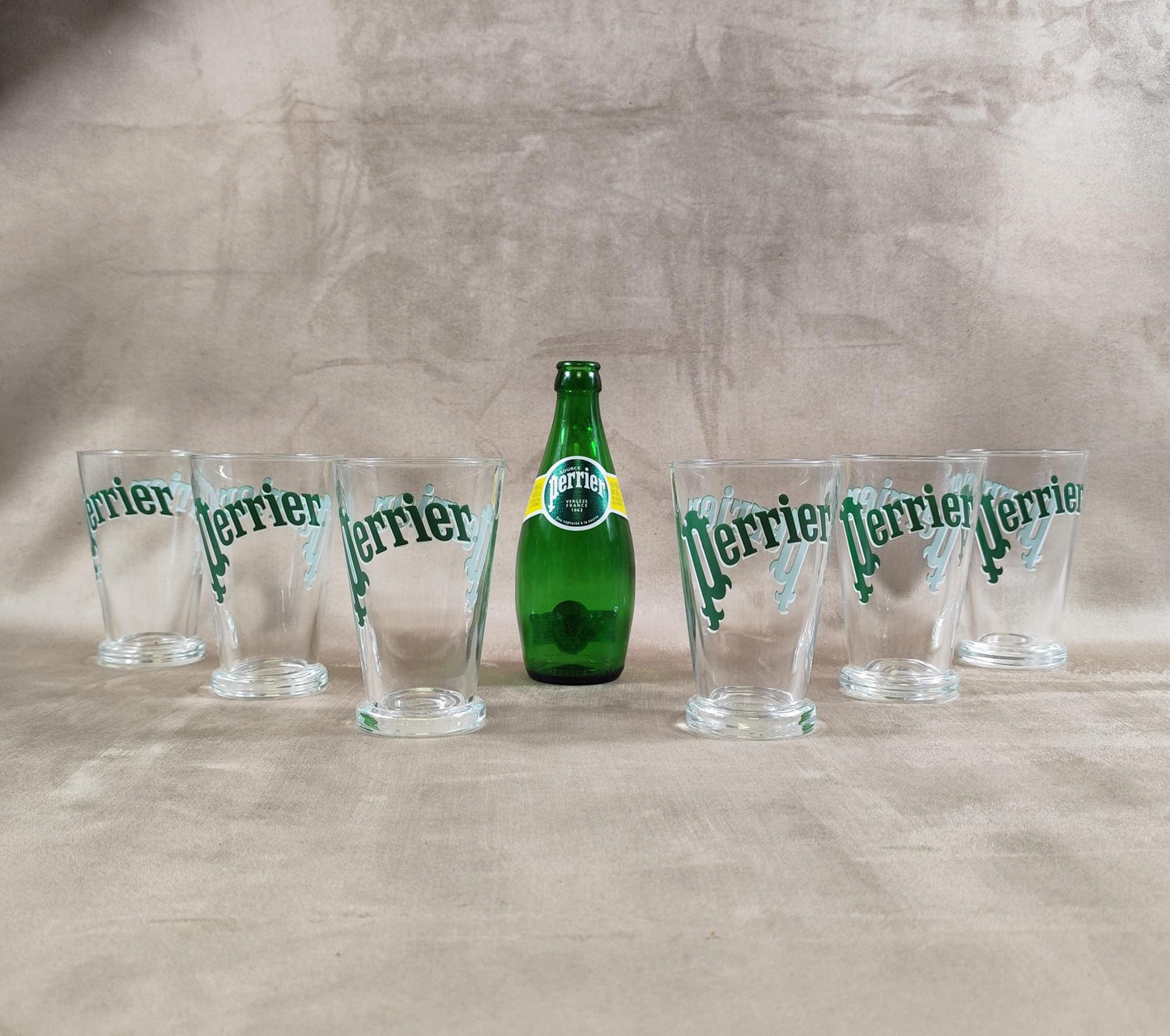 Lot 6 verres Perrier eau gazeuse Made in France Vintage 1980
