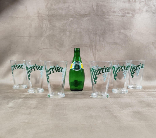 Lot 6 verres Perrier eau gazeuse Made in France Vintage 1980