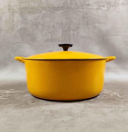 Cocotte LE CREUSET en fonte émaillée jaune Made in France Vintage 1980