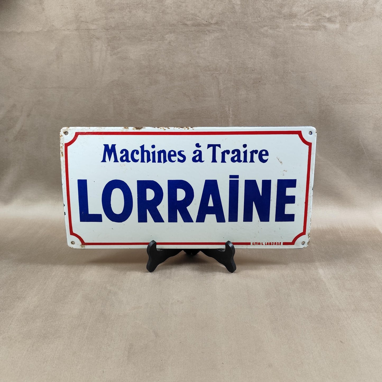 Plaque émaillée machines à traire LORRAINE Made in France Vintage 1960