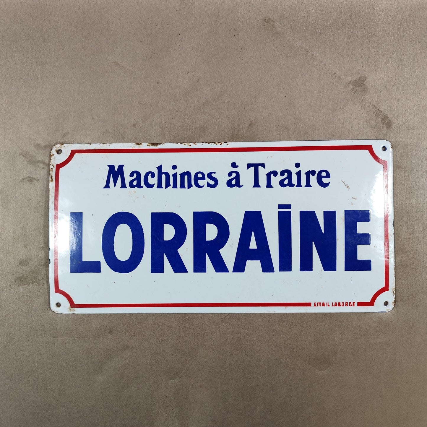 Plaque émaillée machines à traire LORRAINE Made in France Vintage 1960