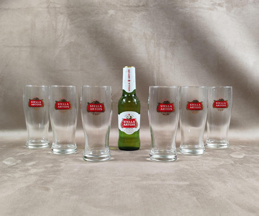 Lot de 6 verres à bière Stella Artois en verre Made in France Vintage 1980