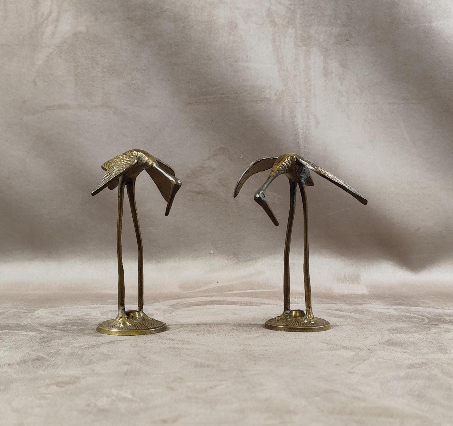 Lot de 2 figurines d'oiseaux en laiton Made in France Vintage 1970