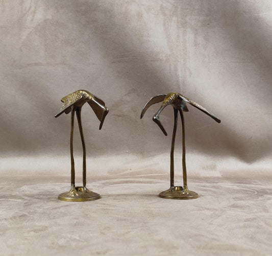 Lot de 2 figurines d'oiseaux en laiton Made in France Vintage 1970