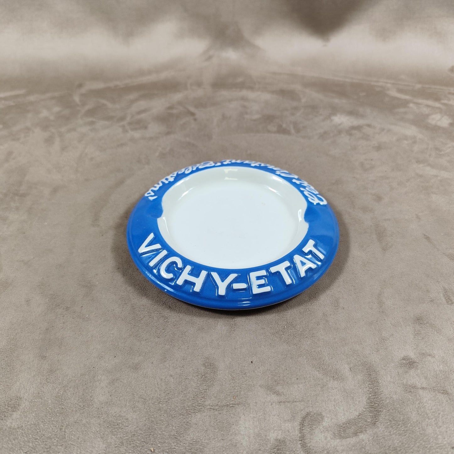 Cendrier publicitaire en faience Vichy Etat C'est l'instant "Célestins" Made in France Vintage 1980