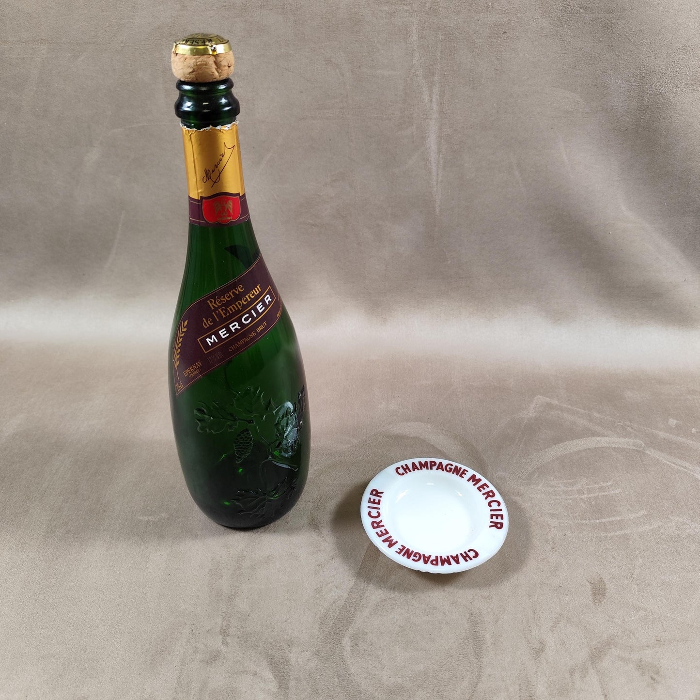 Cendrier Champagne Mercier Epernay en verre Made in France Vintage 1970
