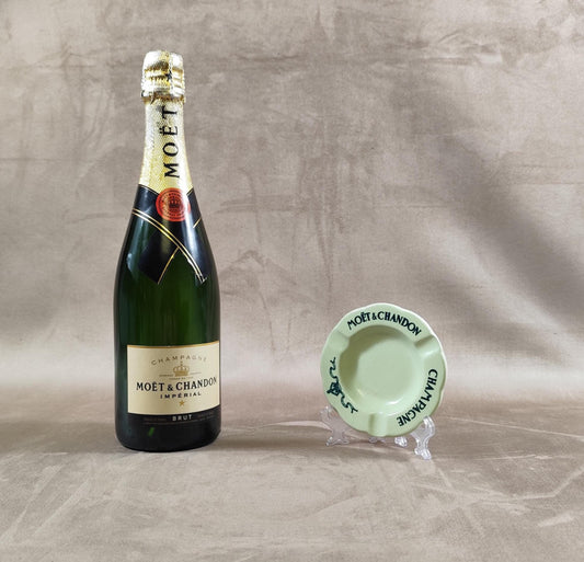 Cendrier champagne Moet & Chandon en faience verte Made in France Vintage 1960