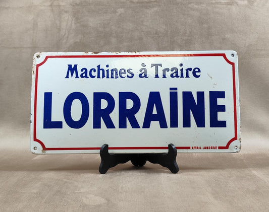 Plaque émaillée machines à traire LORRAINE Made in France Vintage 1960