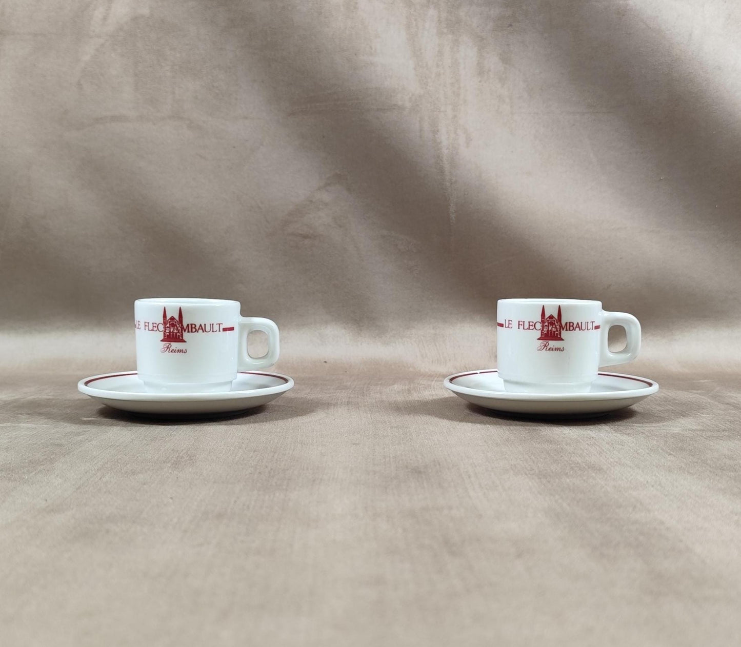 Lot de 2 tasses Flechambault Restaurant Reims Made in France Vintage 1970