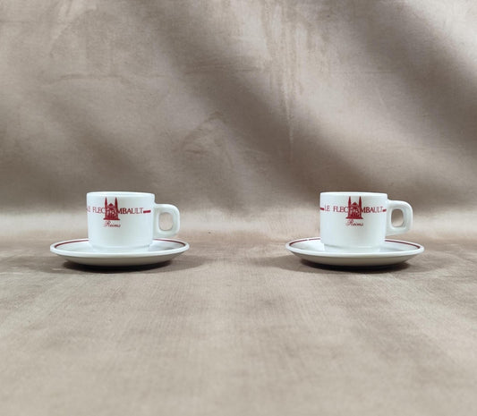 Lot de 2 tasses Flechambault Restaurant Reims Made in France Vintage 1970