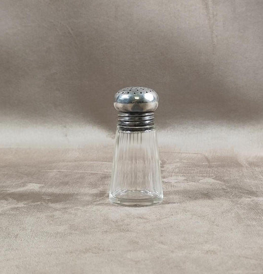 Saleron en métal argenté et verre Made in France Vintage 1950