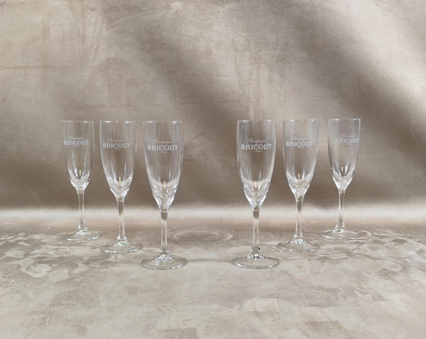 Lot de 6 flutes Champagne Bricout Made in France Vintage 1970