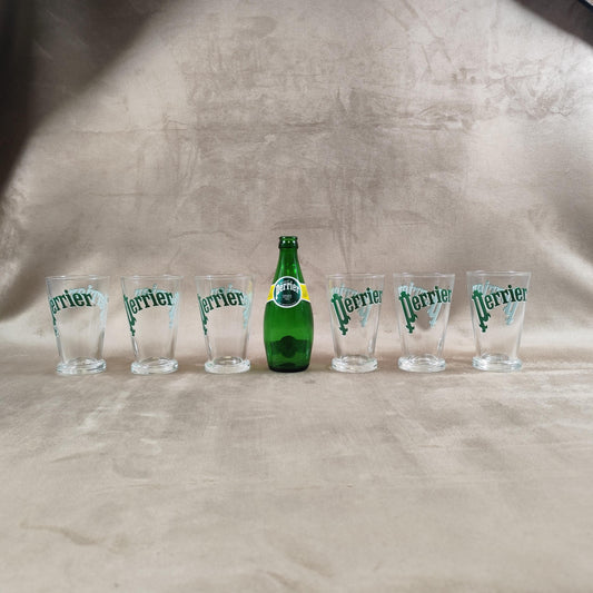 Lot 6 verres Perrier eau gazeuse Made in France Vintage 1980