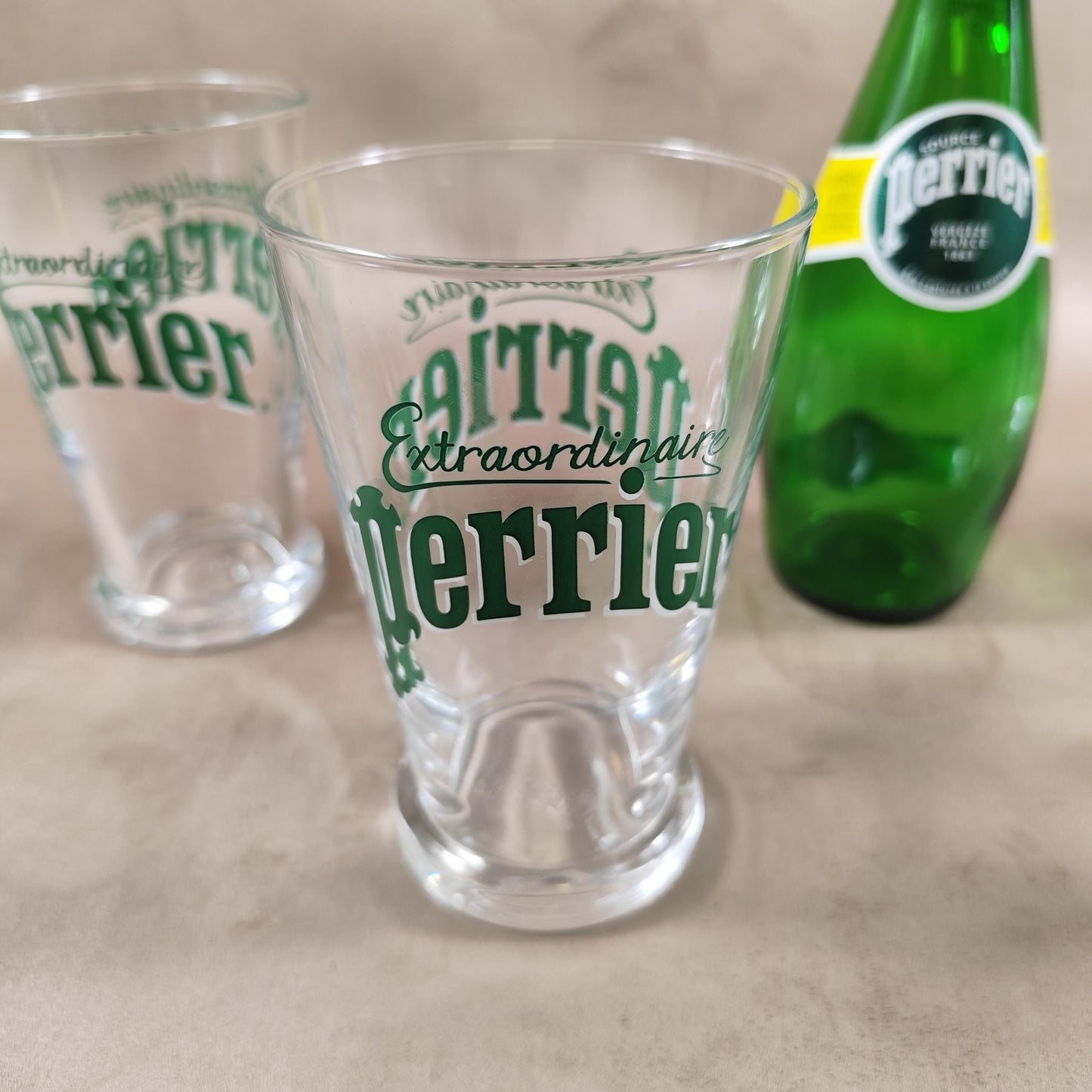 Lot 4 verres Perrier "Extraordinaire" eau gazeuse Made in France Vintage 1980