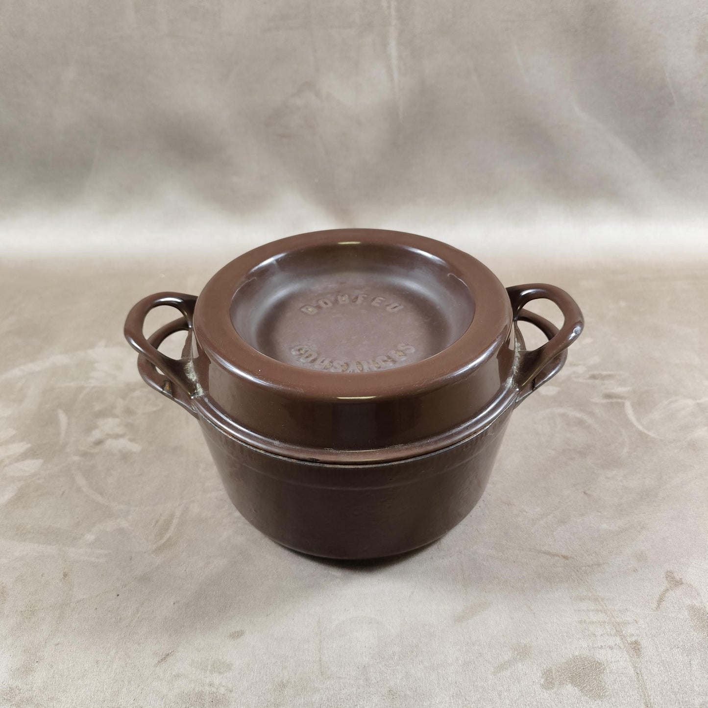 Cocotte DOUFEU COUSANCES en fonte émaillée marron Made in France Vintage 1970