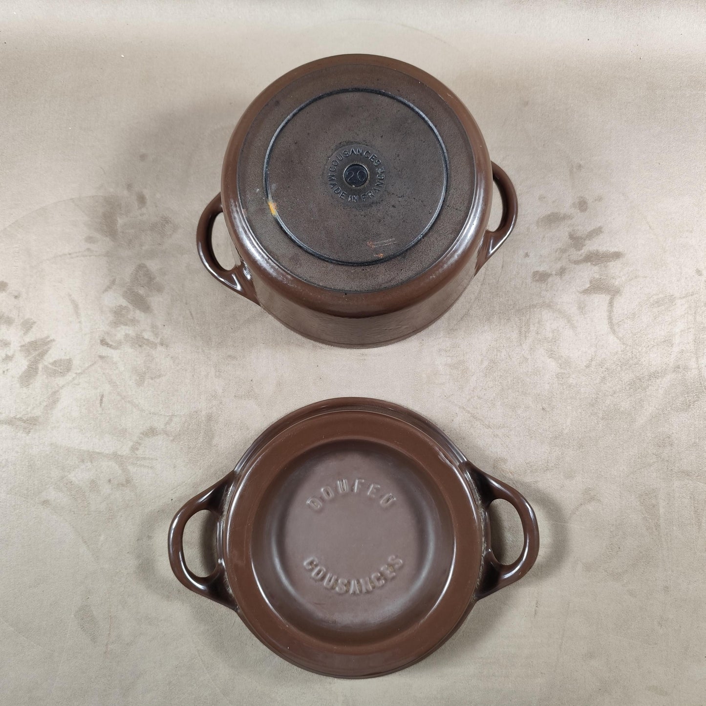 Cocotte DOUFEU COUSANCES en fonte émaillée marron Made in France Vintage 1970