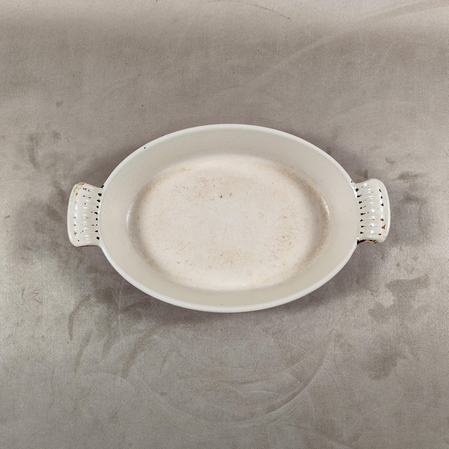 Plat en fonte émaillée orange Made in France Vintage 1970