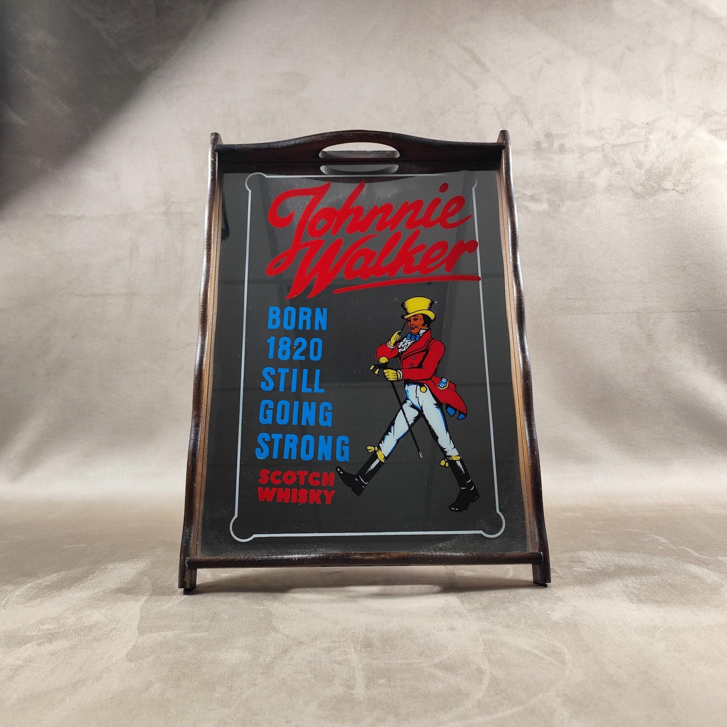 Plateau de Service Miroir Whisky Johnnie Walker Made in France Vintage 1970