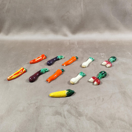 Lot de 11 porte-couteaux Saint Gille à décor de légumes Made in France Vintage 1980