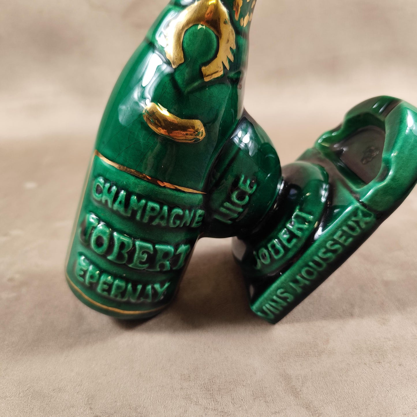 Cendrier Publicitaire en forme de bouteille Champagne Jobert Made in France Vintage 1970