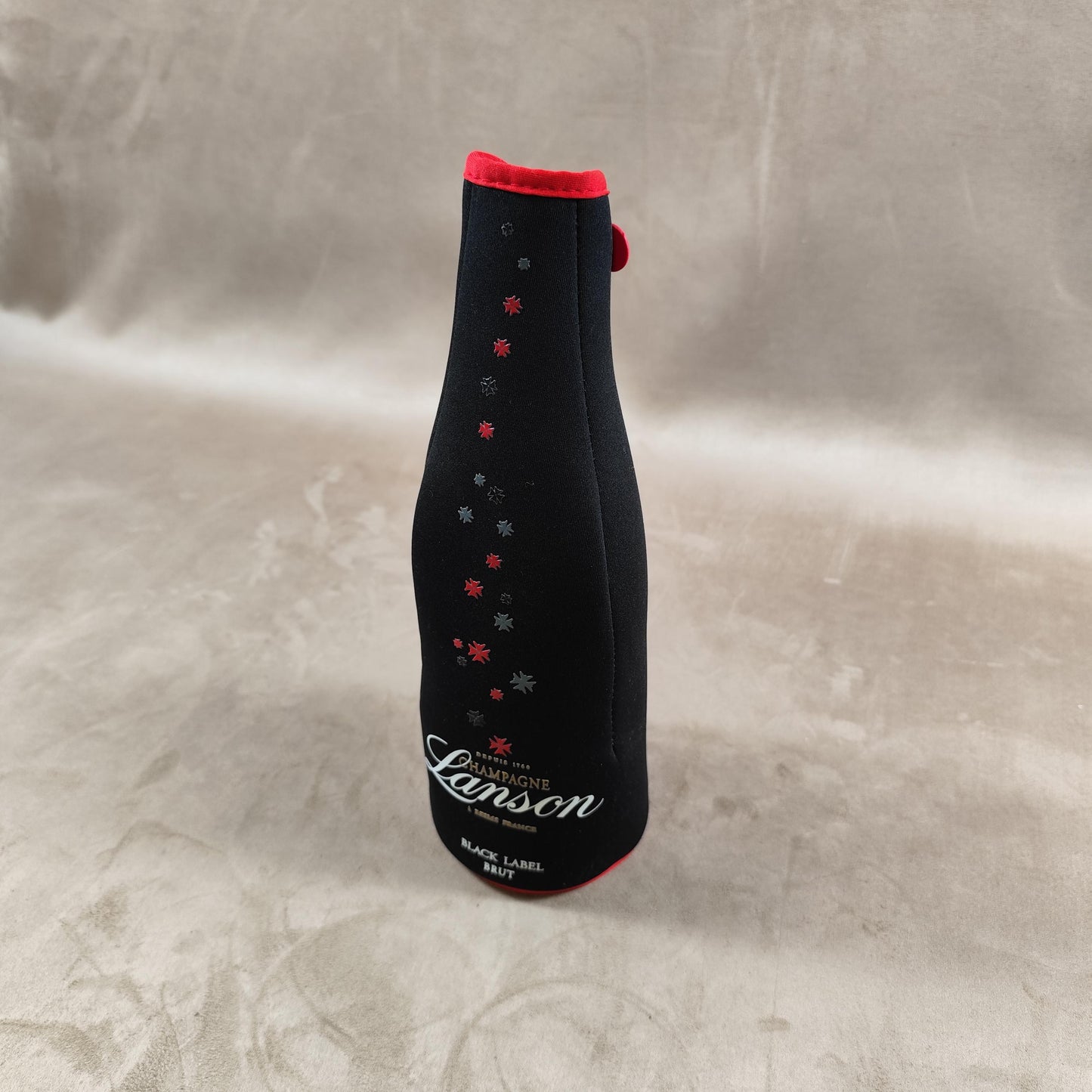 Etui à bouteille Champagne Lanson Black Label en tissu isotherme noir Made in France Vintage 2000