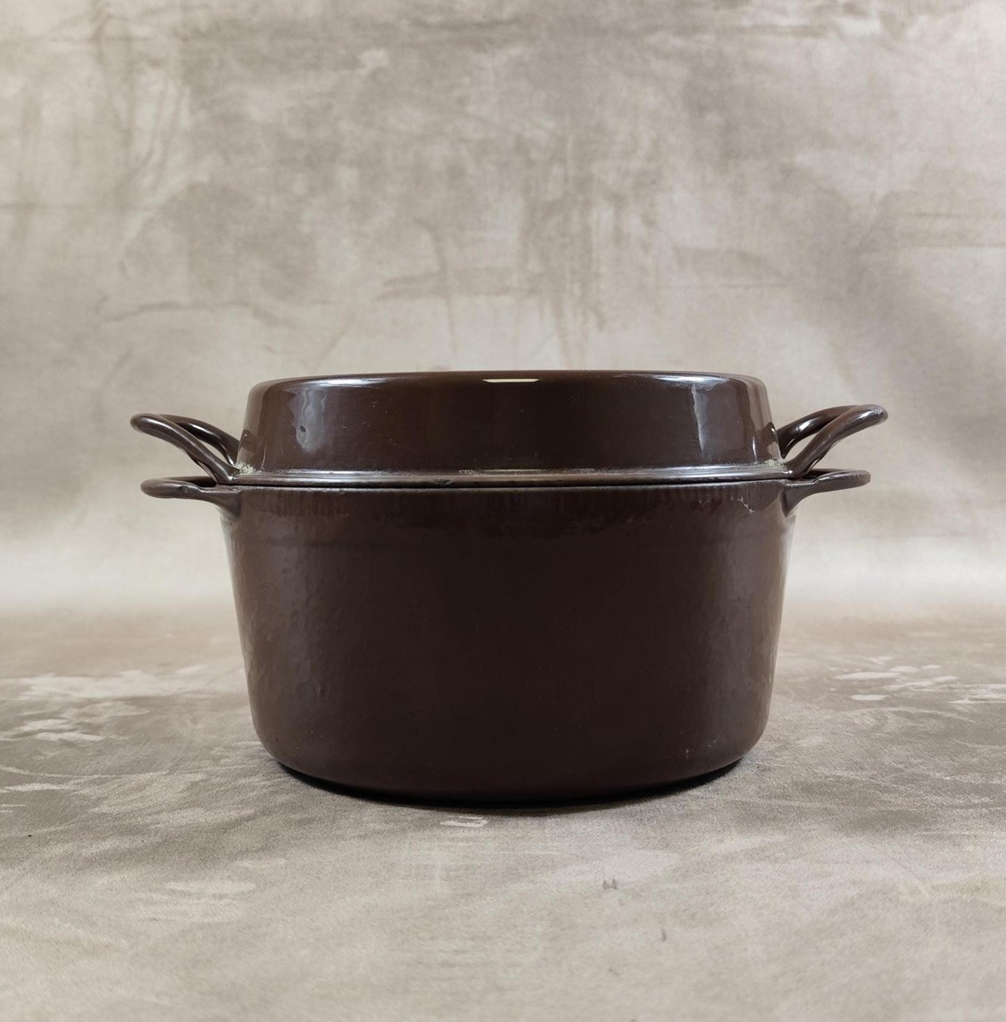 Cocotte DOUFEU COUSANCES en fonte émaillée marron Made in France Vintage 1970