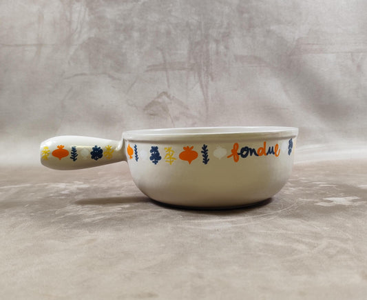 Caquelon LE CREUSET en fonte émaillée Edition limitée décor fondue Made in France 1970