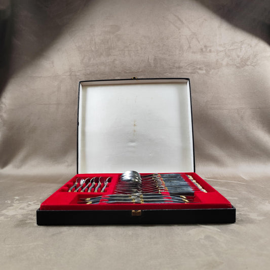 Ménagère 6 personnes 24 pièces Laguiole en inox en écrin Vintage 1980