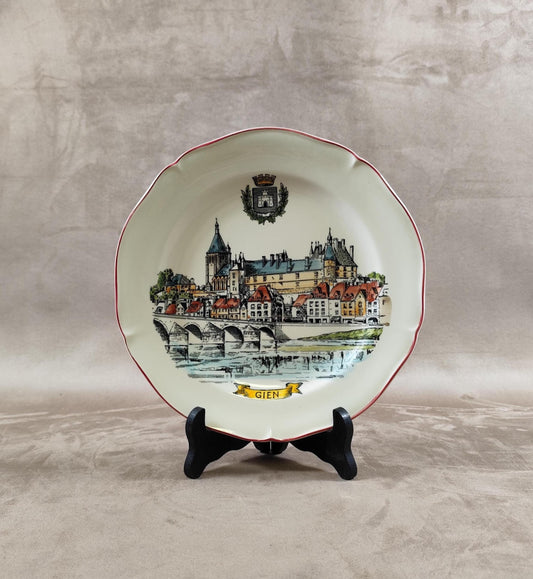 Assiette décorative Ville de Gien Made in France Vintage 1970