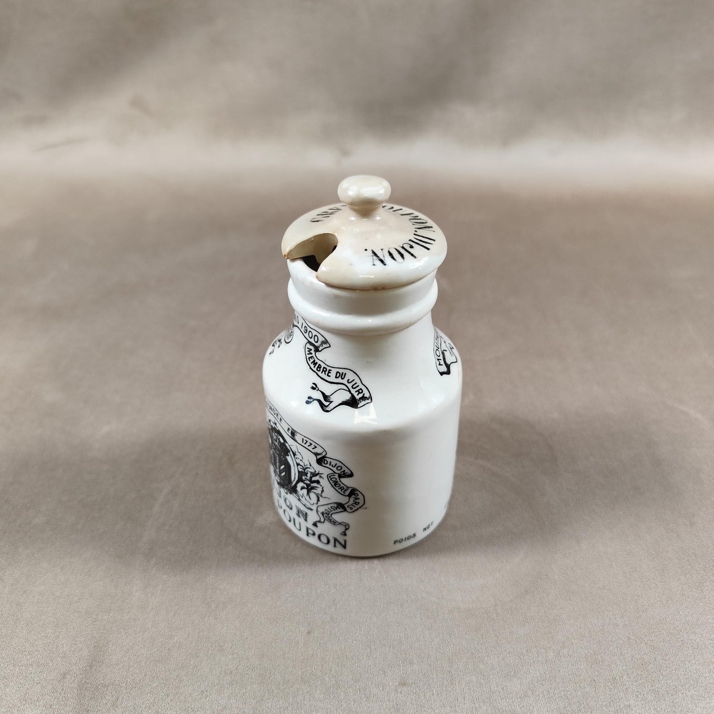 RARE Moutardier ancien en grès Moutarde Grey-Poupon à Dijon Creil et Montereau Made in France 1900