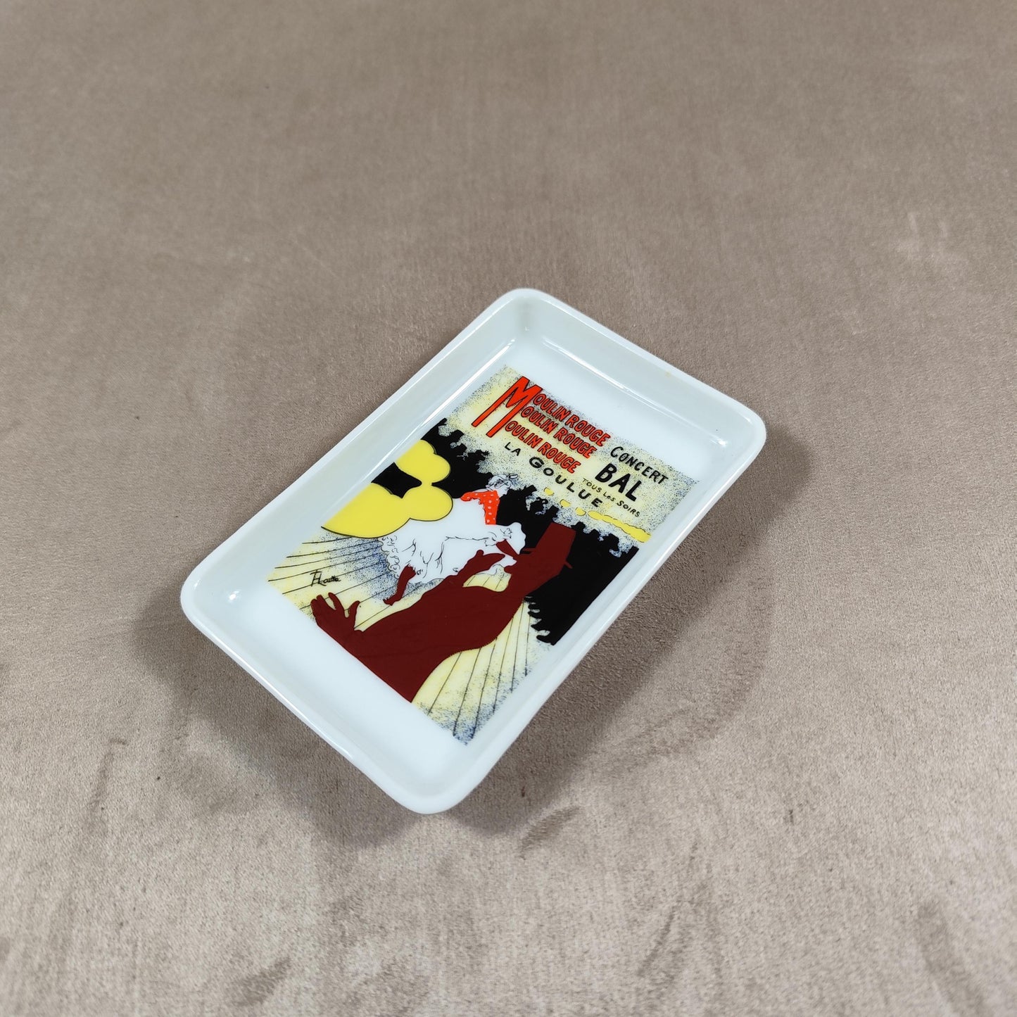 Cendrier Publicitaire Moulin Rouge la Goulue de Toulouse Lautrec par Porcelaines Florence Limoges Made in France Vintage 1970
