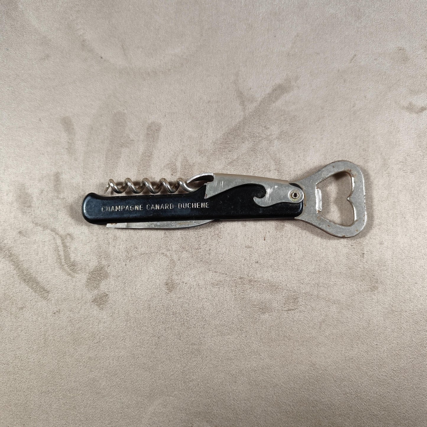 Décapsuleur, Tire-bouchon Champagne Canard Duchene en acier et plastique Made in France Vintage 1970