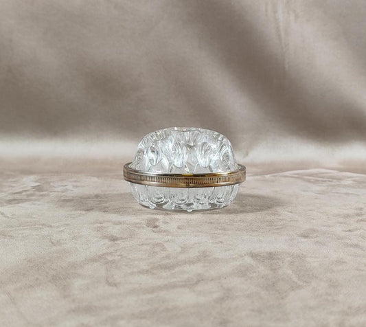 Pique-fleurs en verre et métal argenté Poinçon d'orfèvre Made in France Vintage 1970