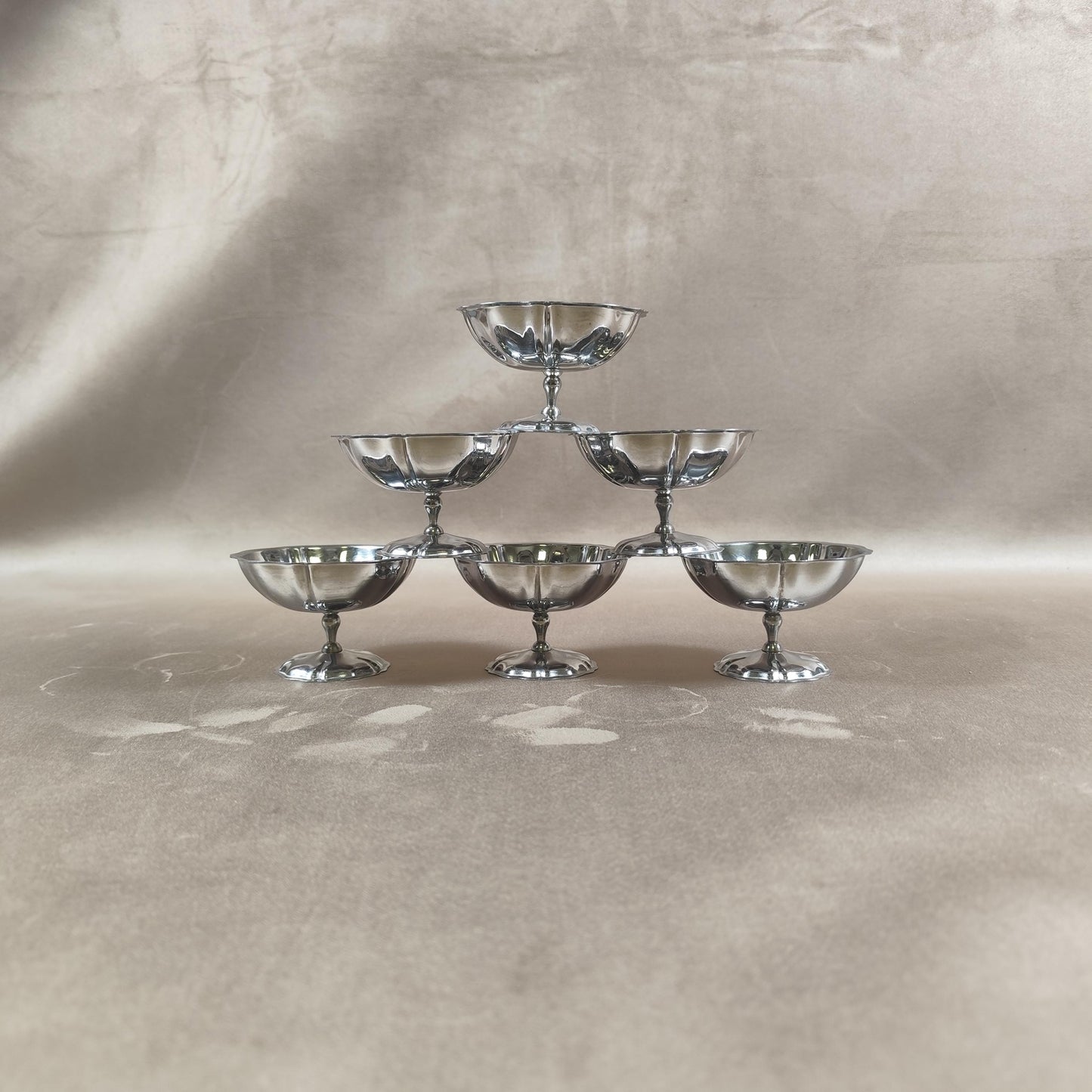 Lot de 6 coupes à glace en inox 18/10 Made in France Vintage 1970