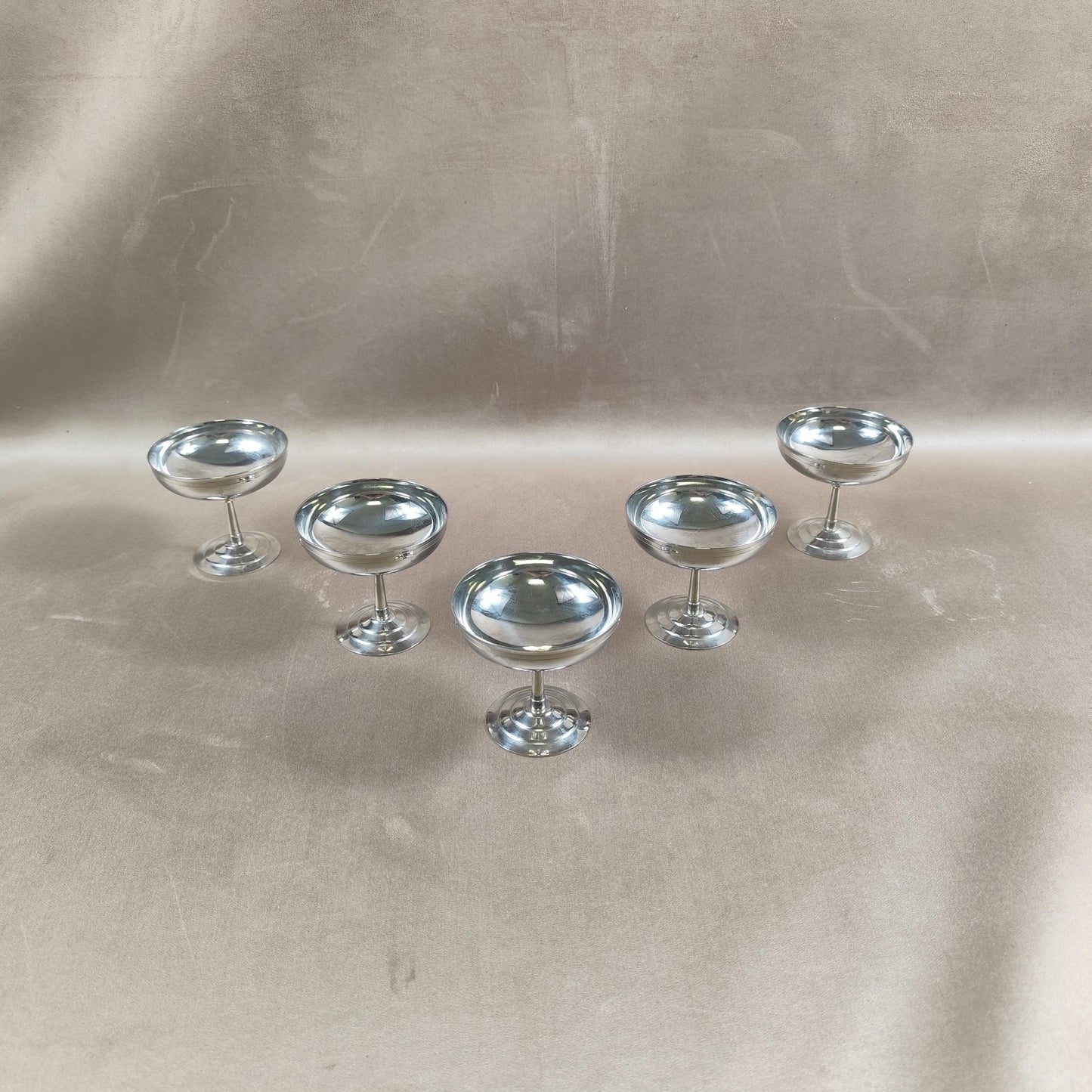 Lot de 5 Coupes à Glace en Inox Made in France Vintage 1980