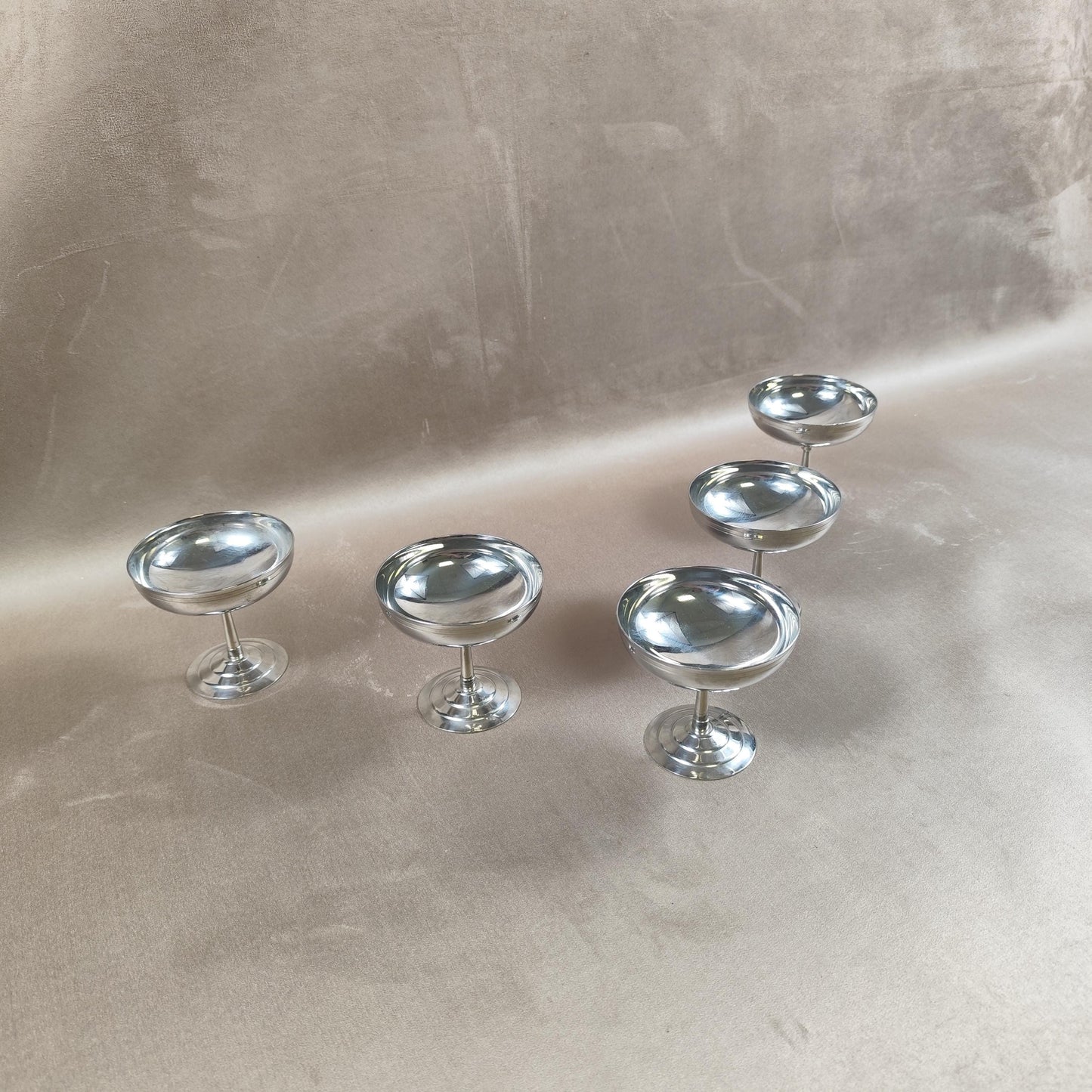 Lot de 5 Coupes à Glace en Inox Made in France Vintage 1980