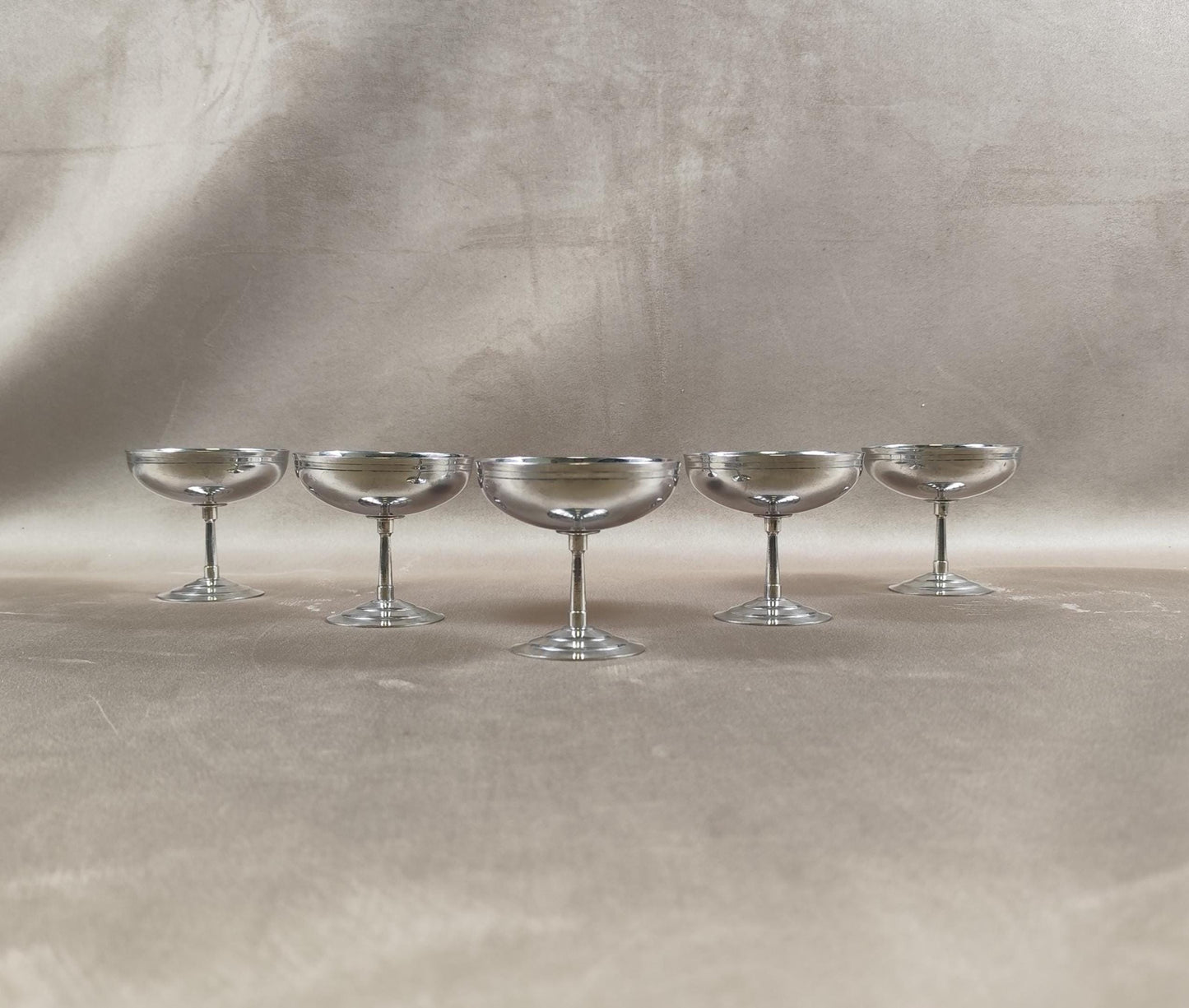 Lot de 5 Coupes à Glace en Inox Made in France Vintage 1980