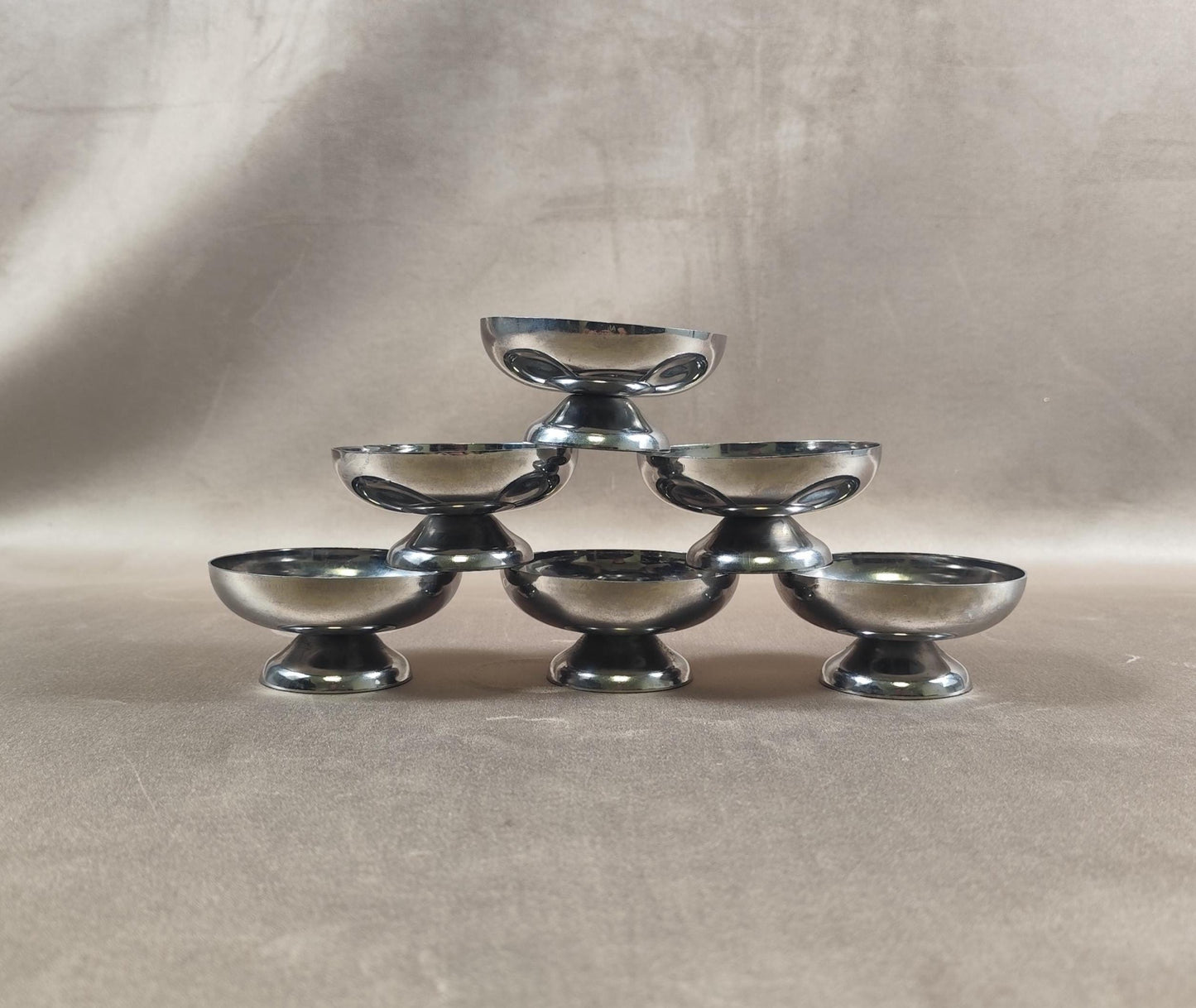 Lot de 6 coupes à glace en inox 18/10 Made in France Vintage 1980