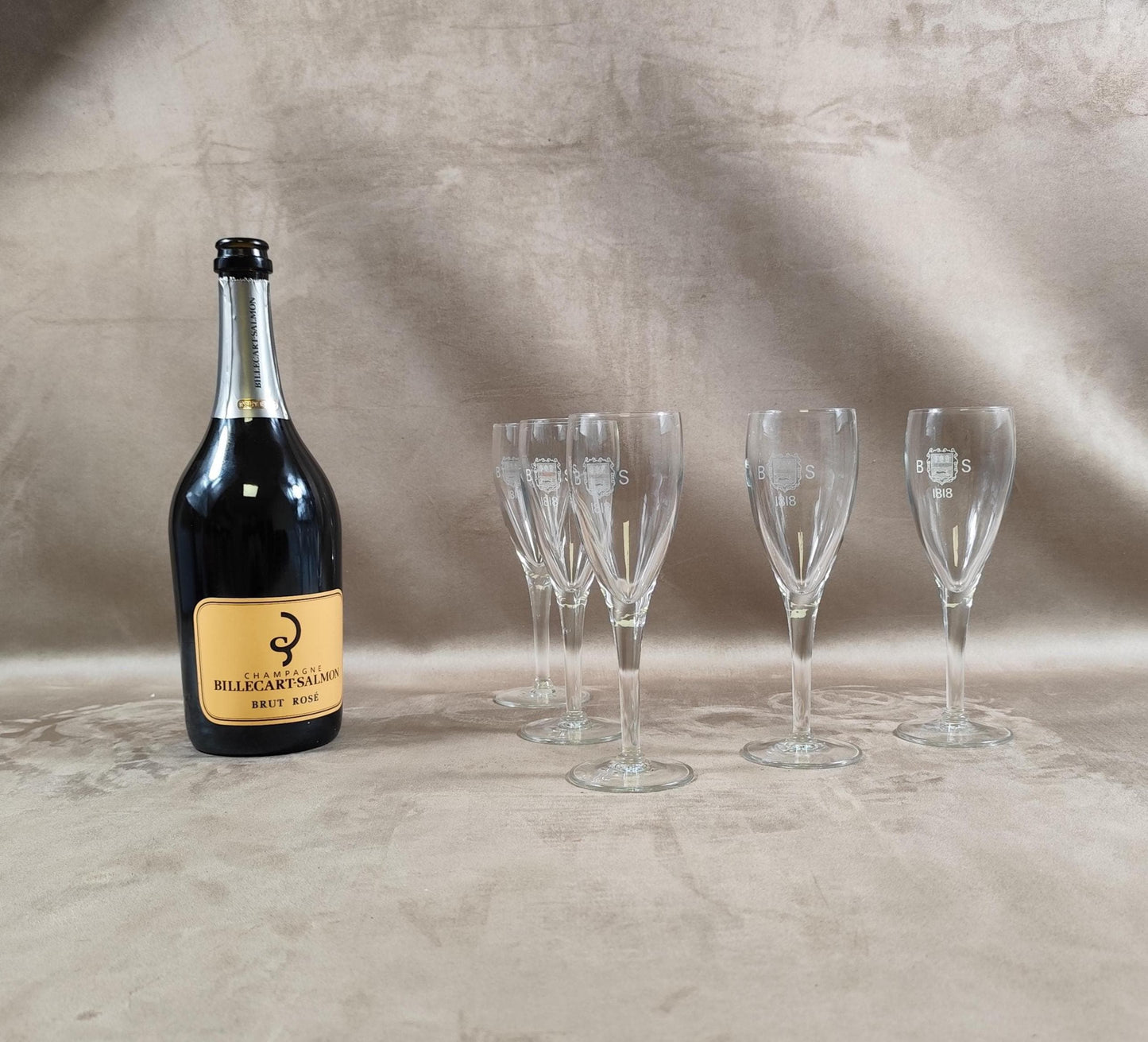 Lot de 5 flutes à champagne Billecart Salmon Made in France Vintage 1980