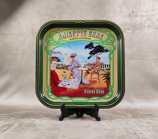 Plateau de Service Anisette Gras en métal Made in France Vintage 1980