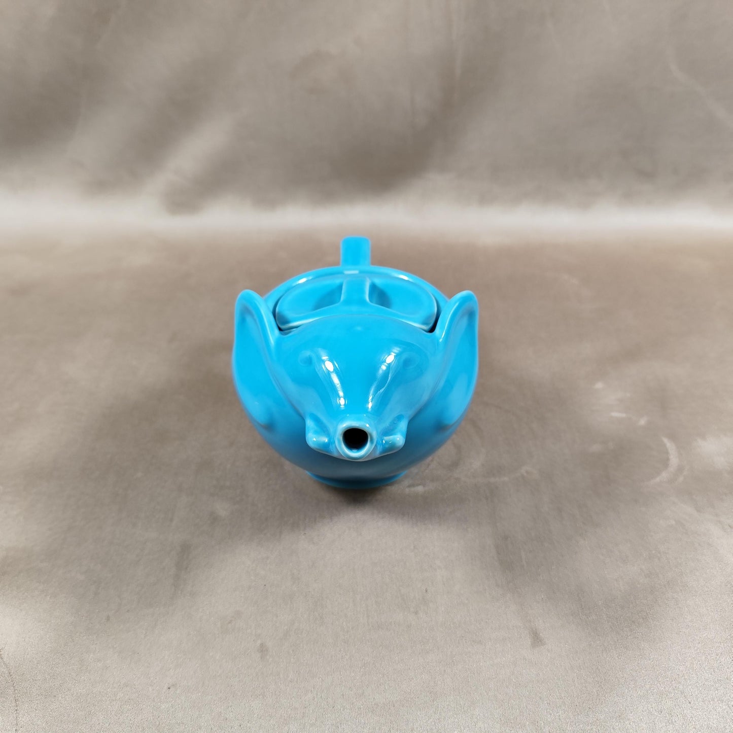 Théière Publicitaire en forme d'éléphant Lipton en céramique bleu Made in France Vintage 1980