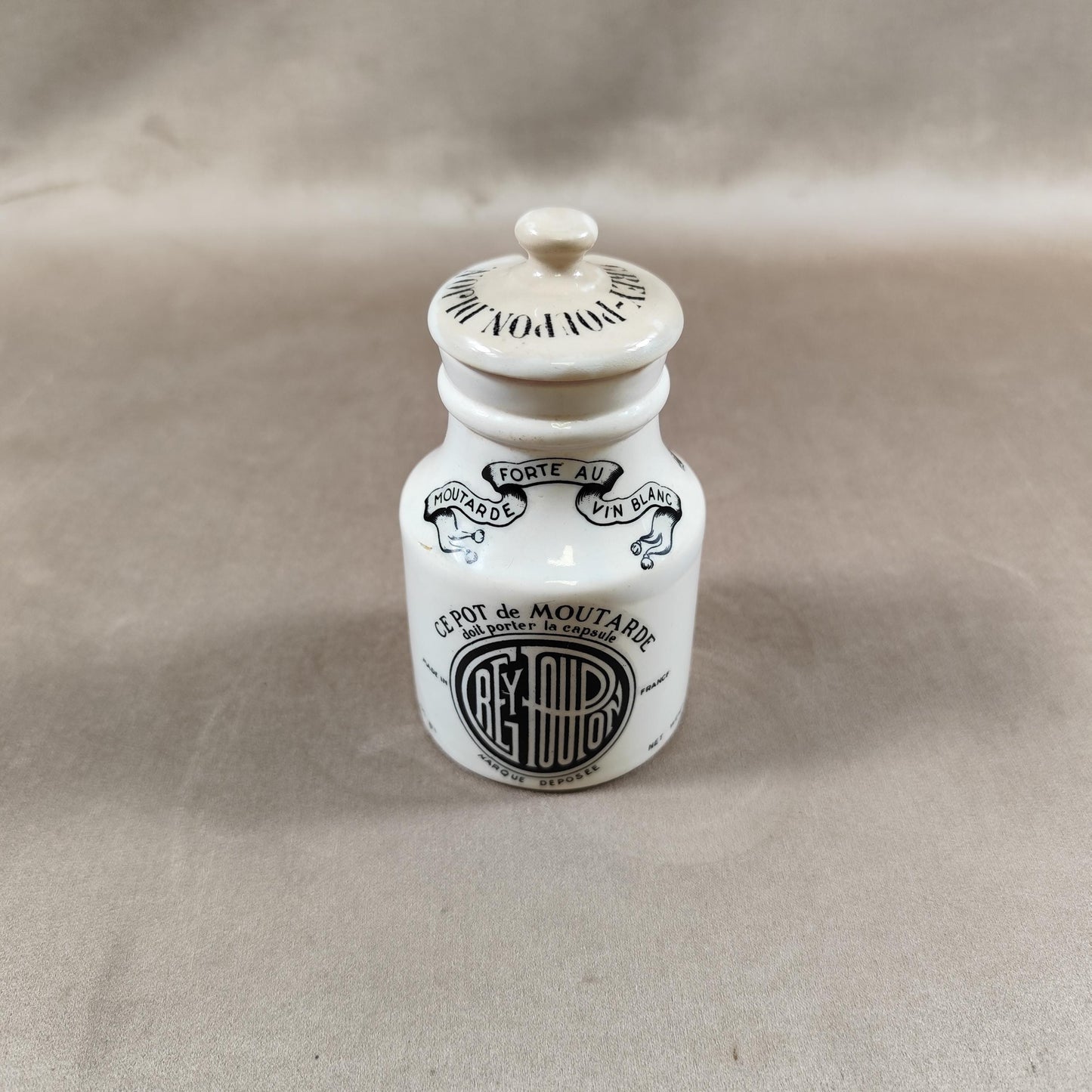 RARE Moutardier ancien en grès Moutarde Grey-Poupon à Dijon Creil et Montereau Made in France 1900