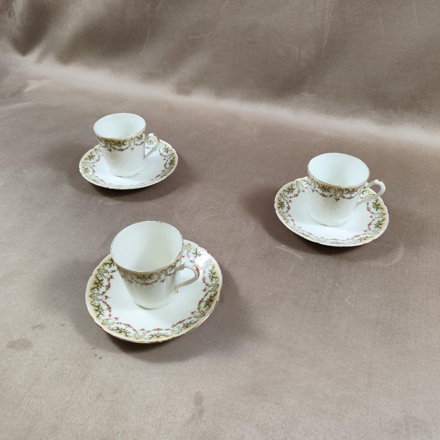 Lot de 3 tasses à café des galeries Rémoises en Porcelaine de Limoges Made in France Vintage 1970