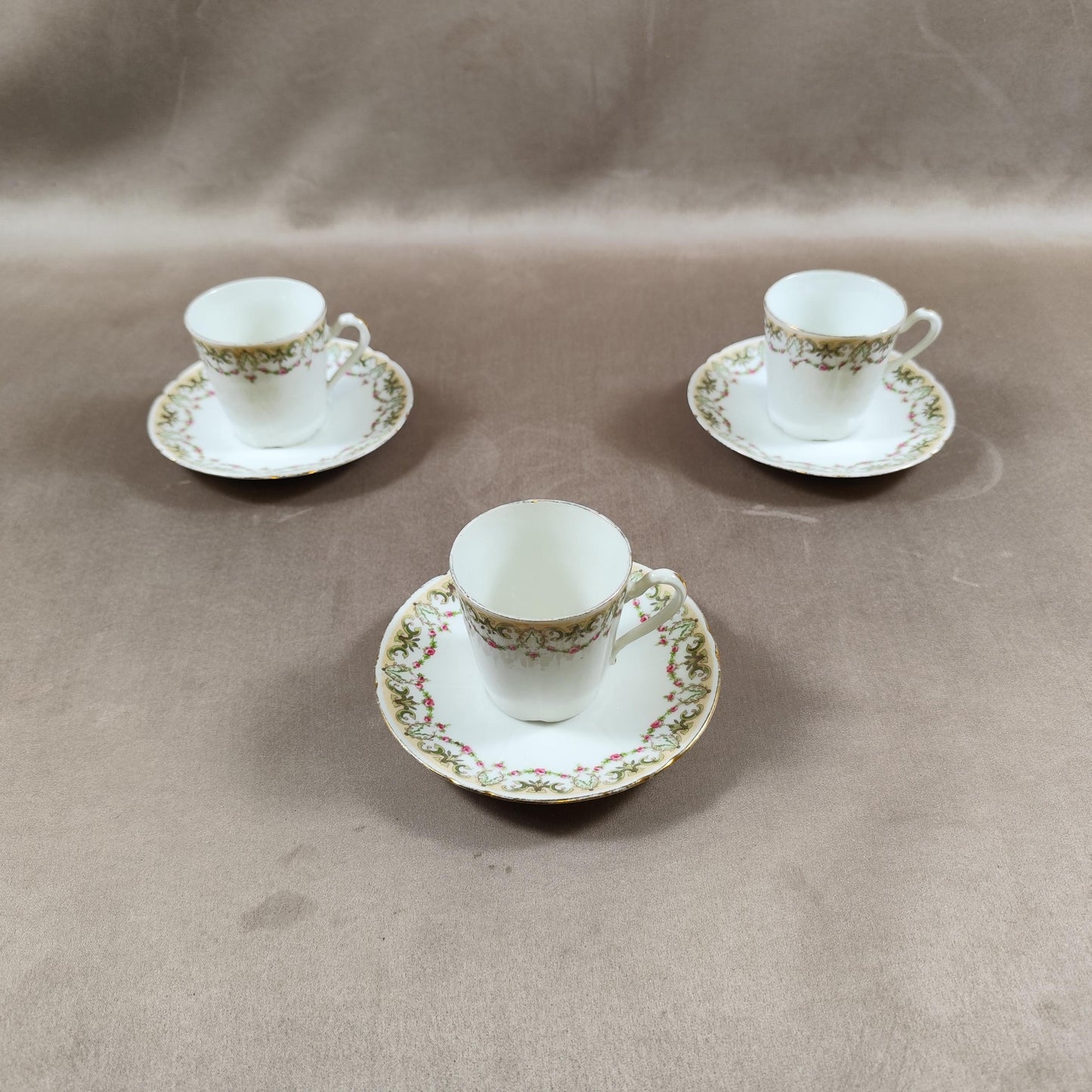 Lot de 3 tasses à café des galeries Rémoises en Porcelaine de Limoges Made in France Vintage 1970