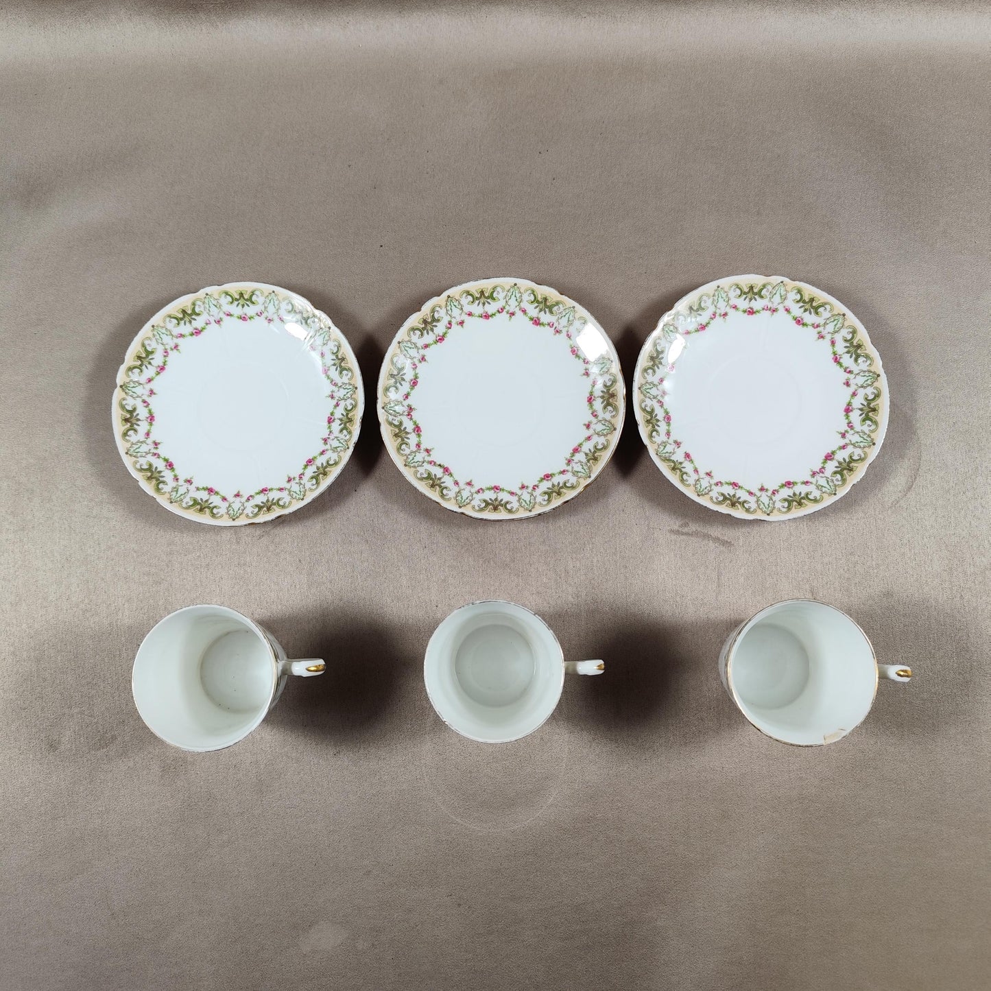 Lot de 3 tasses à café des galeries Rémoises en Porcelaine de Limoges Made in France Vintage 1970